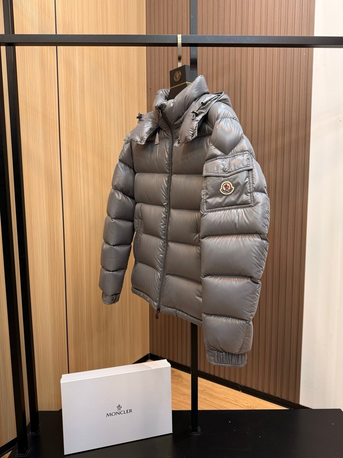 Moncler Maya Hooded Down Jacket Grey - Afbeelding 3