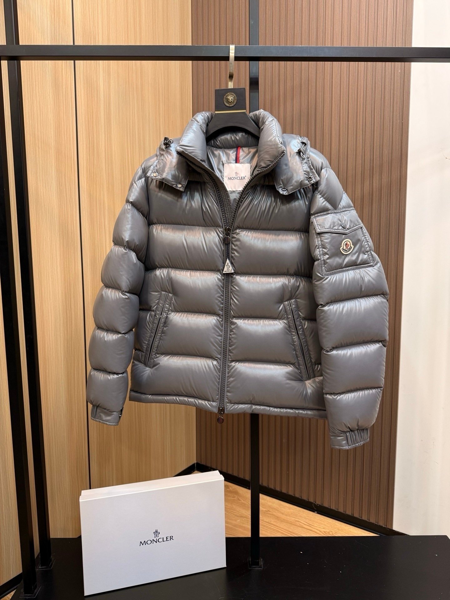 Moncler Maya Hooded Down Jacket Grey - Afbeelding 4