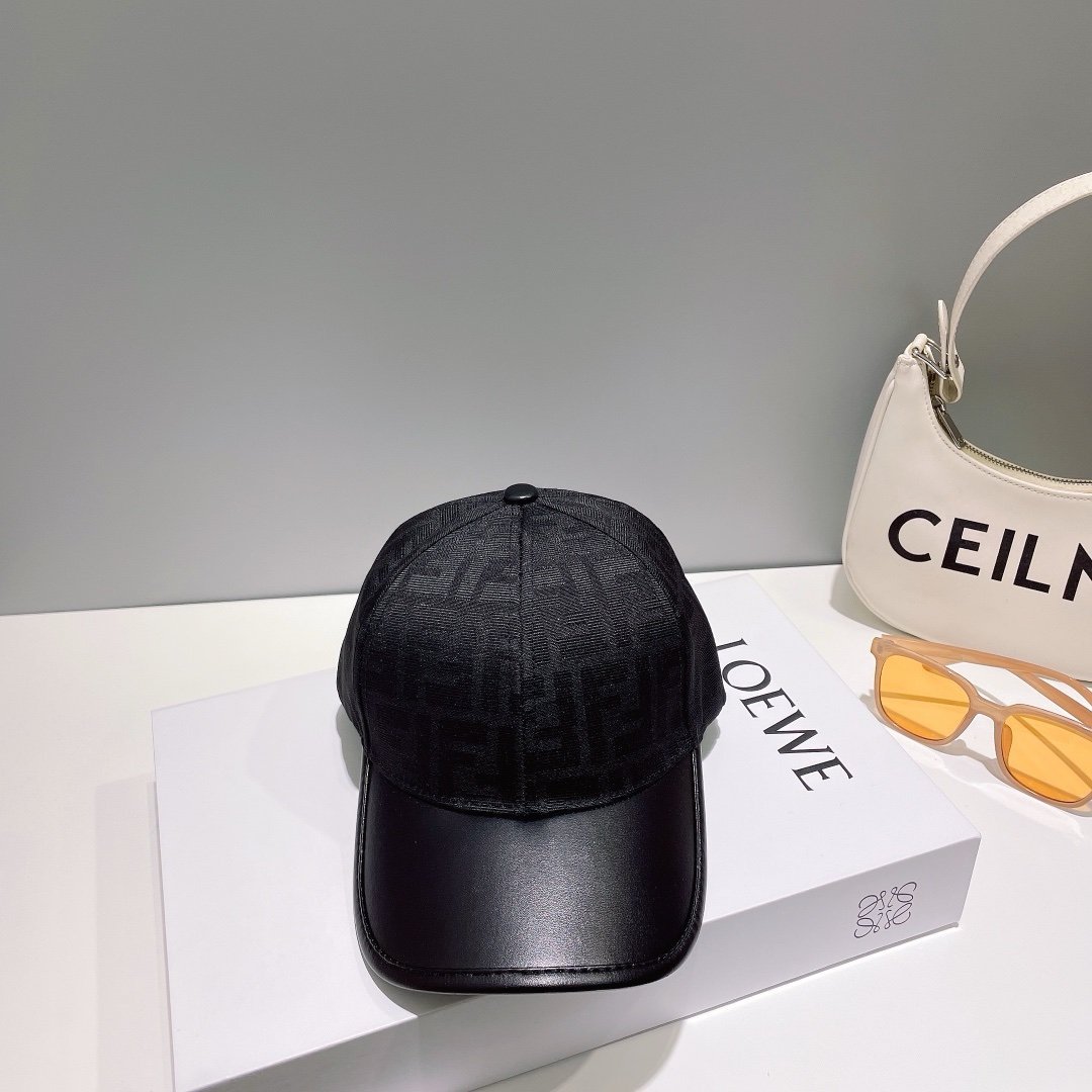 Fendi Monogram Leather Baseball Cap Black - Afbeelding 4
