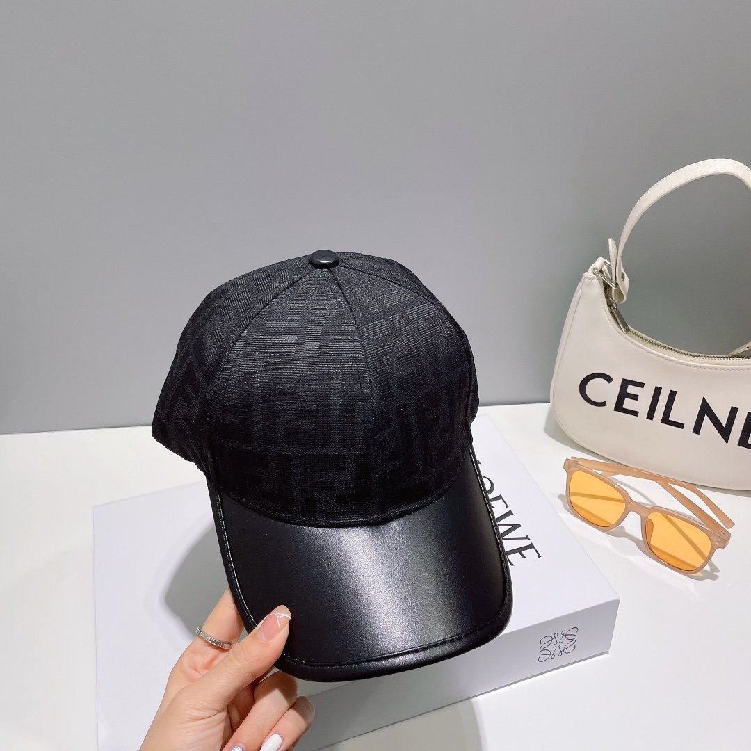 Fendi Monogram Leather Baseball Cap Black - Afbeelding 3