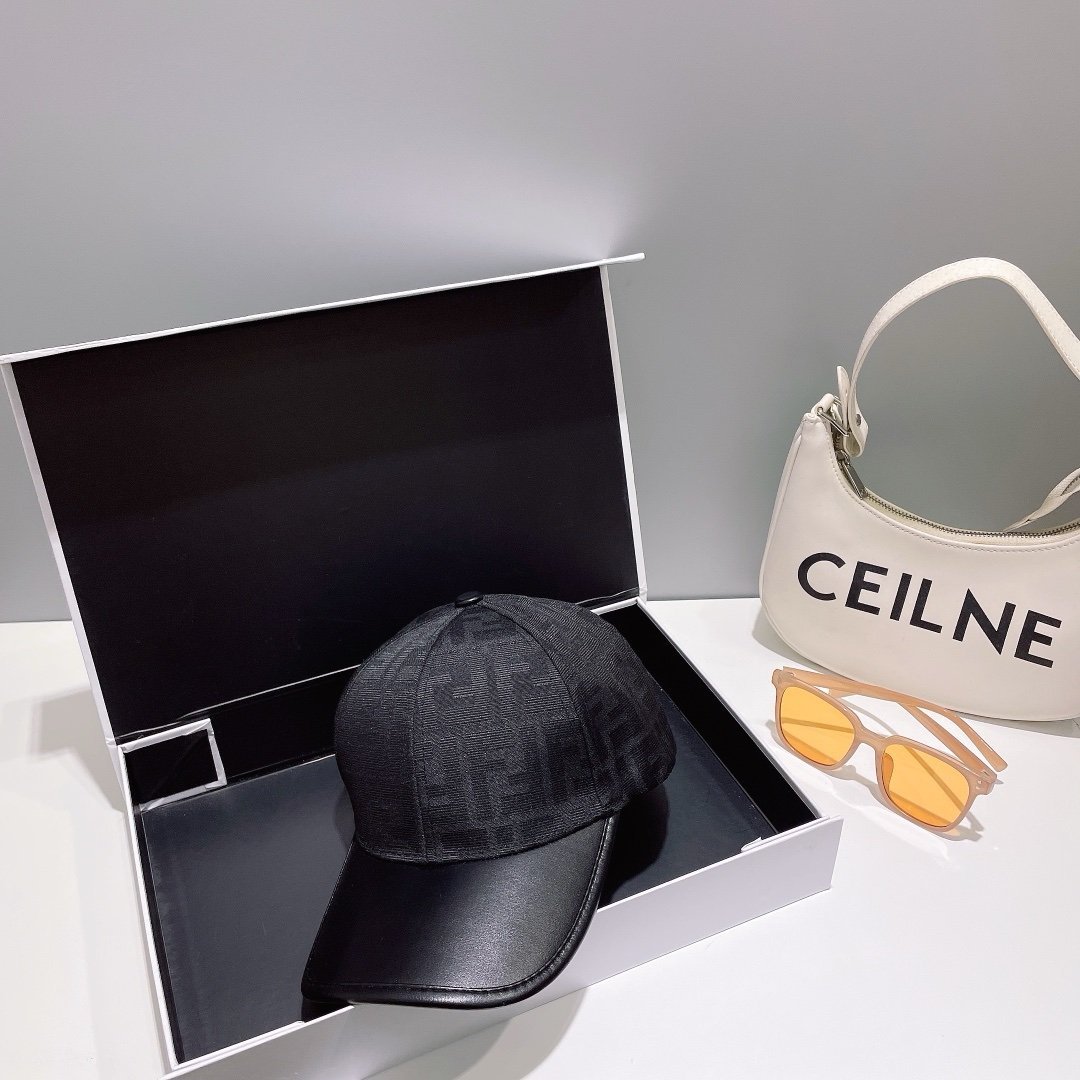 Fendi Monogram Leather Baseball Cap Black - Afbeelding 2