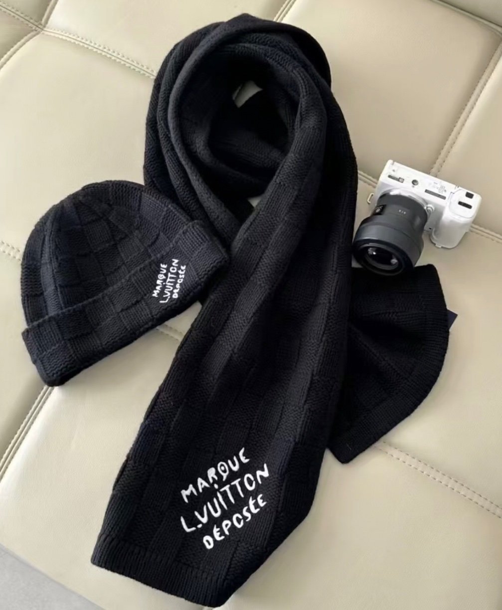 Louis Vuitton Damier Snug Sjaal & Muts Sets - Afbeelding 4