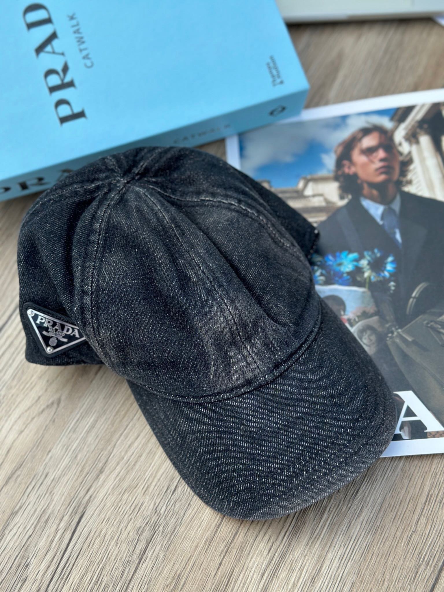 Prada Denim Black/Grey Logo Cap - Afbeelding 2