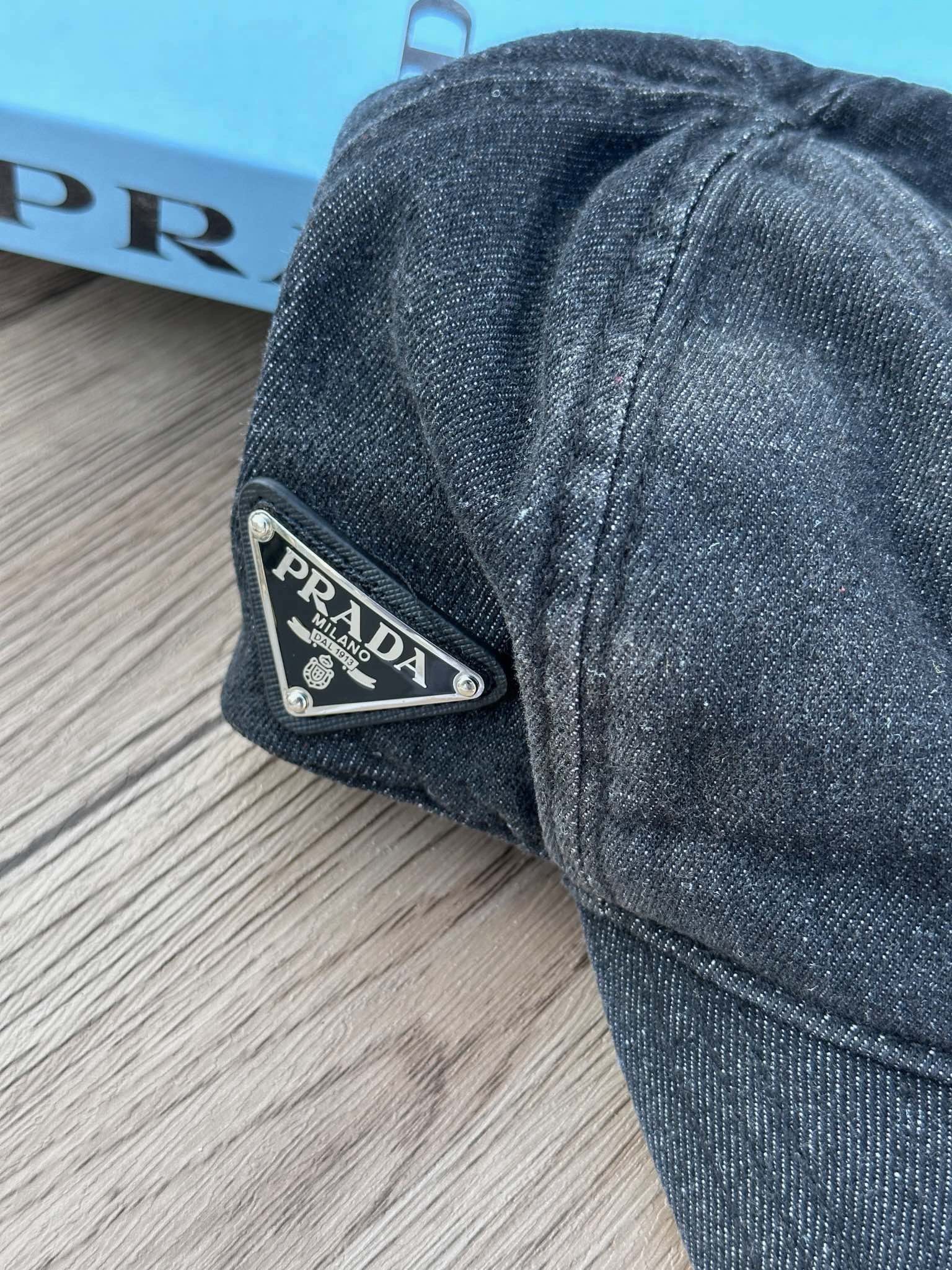 Prada Denim Black/Grey Logo Cap - Afbeelding 3