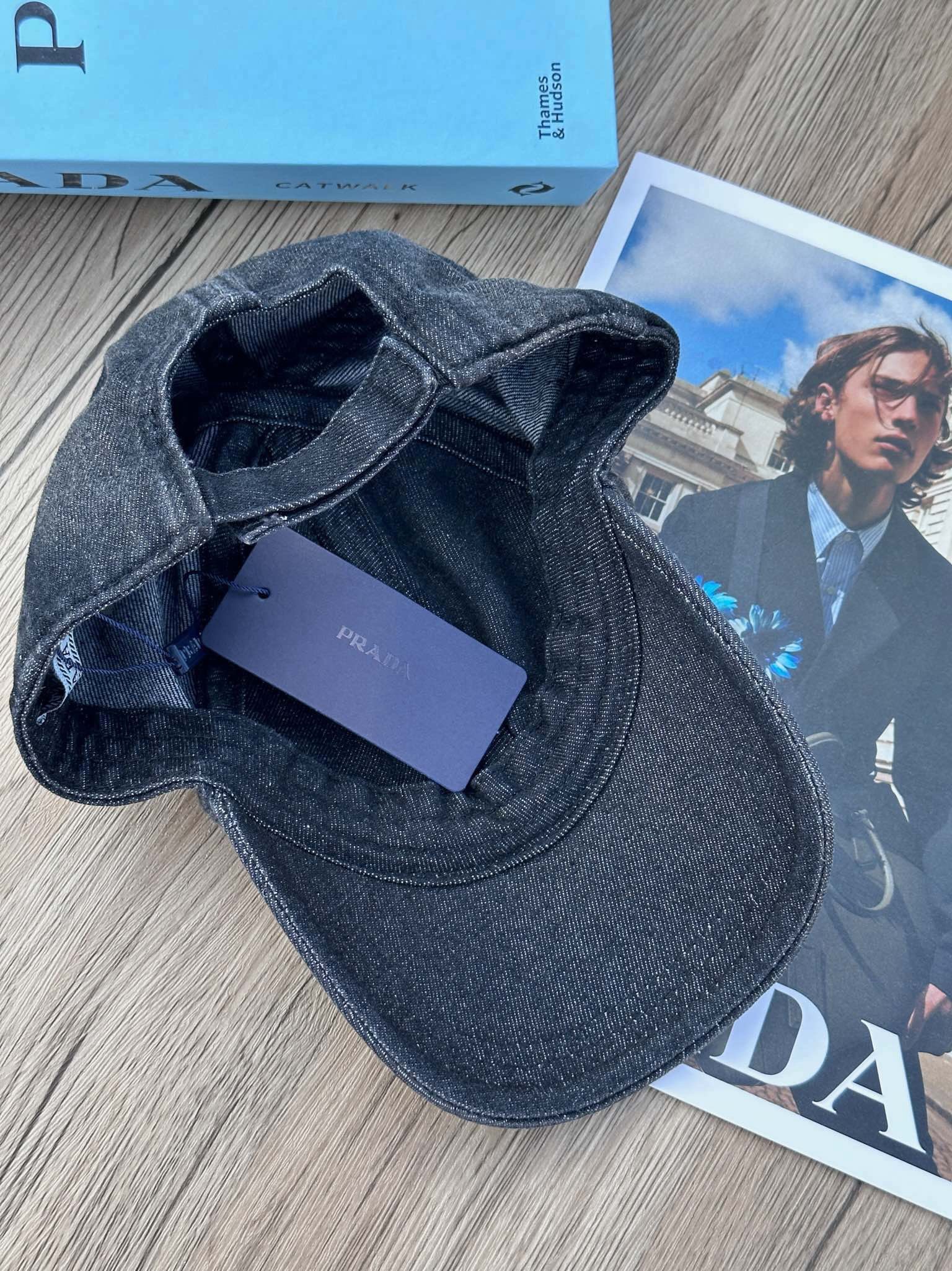 Prada Denim Black/Grey Logo Cap - Afbeelding 5
