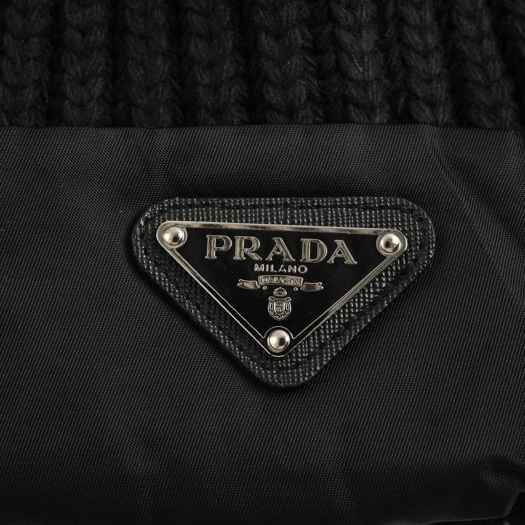 Prada Re-Nylon / Wool Beanie Black - Afbeelding 4