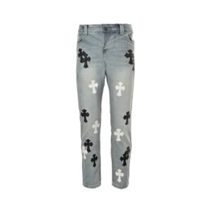 Chrome Hearts Kendall Jenner Jeans Blue Black/White Logo Patch