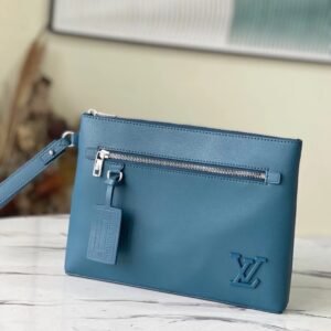 Alternative view of Louis Vuitton Clutch Bag Aerogram Black Leather Blue