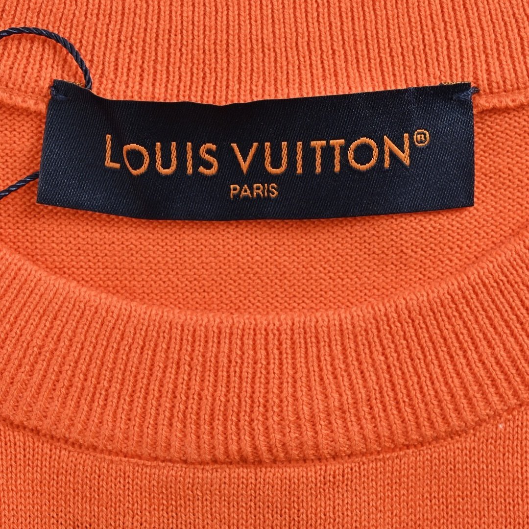 Louis Vuitton Short Sleeved Cotton Crew Neck Orange - Afbeelding 4