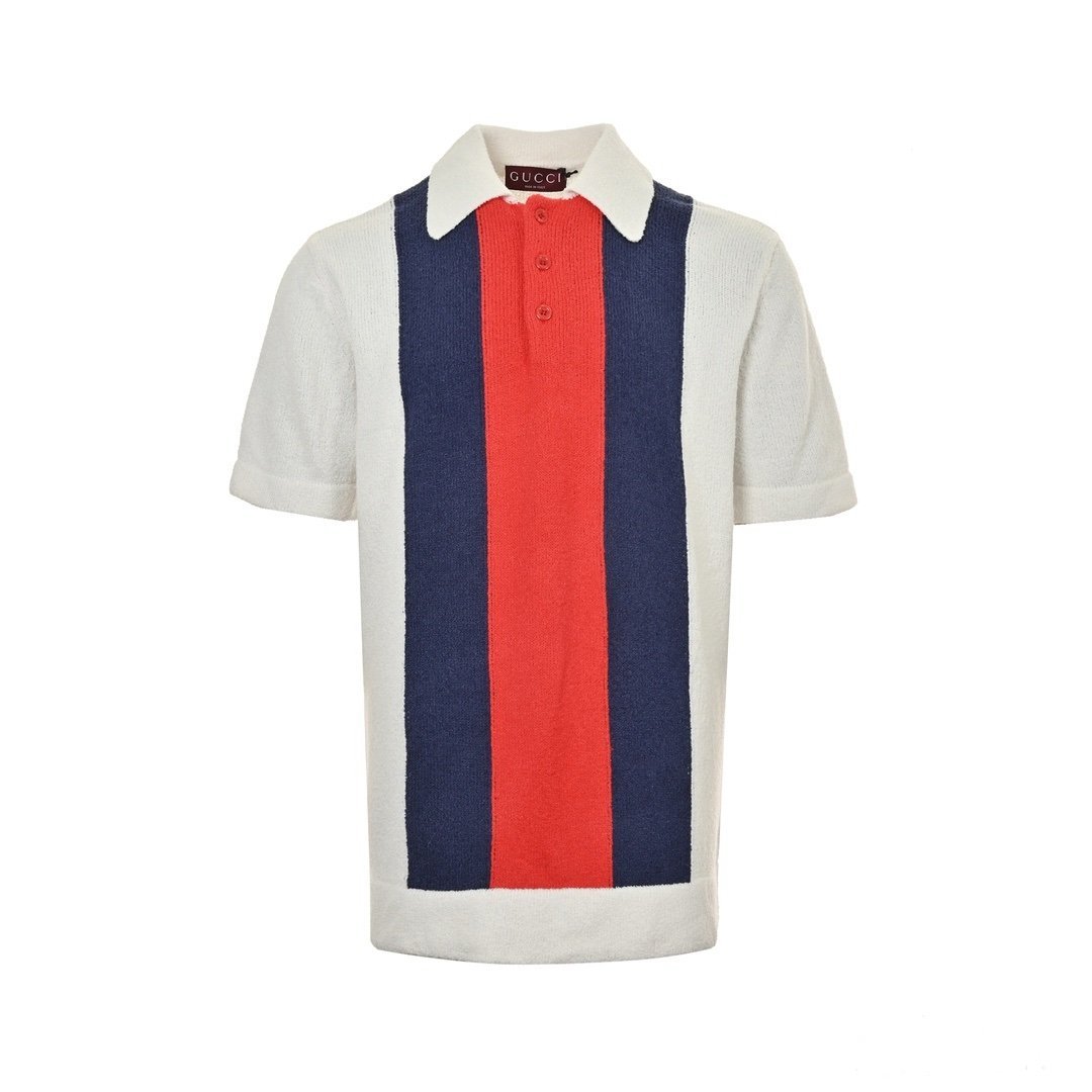 Gucci Terry Knit Polo Shirt White