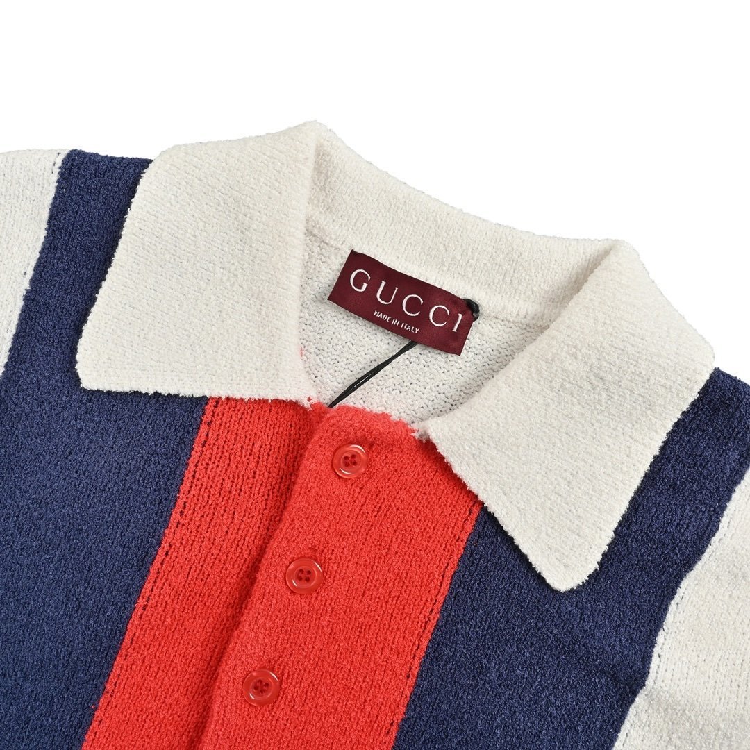 Gucci Terry Knit Polo Shirt White - Afbeelding 4