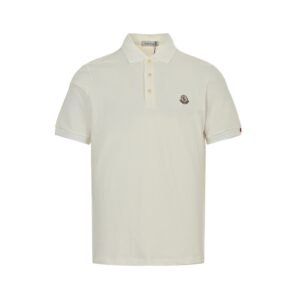 Moncler White Cotton Piquet Polo Shirt White