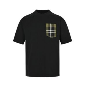 Burberry Carrick Check Pocket Cotton T-Shirt Black