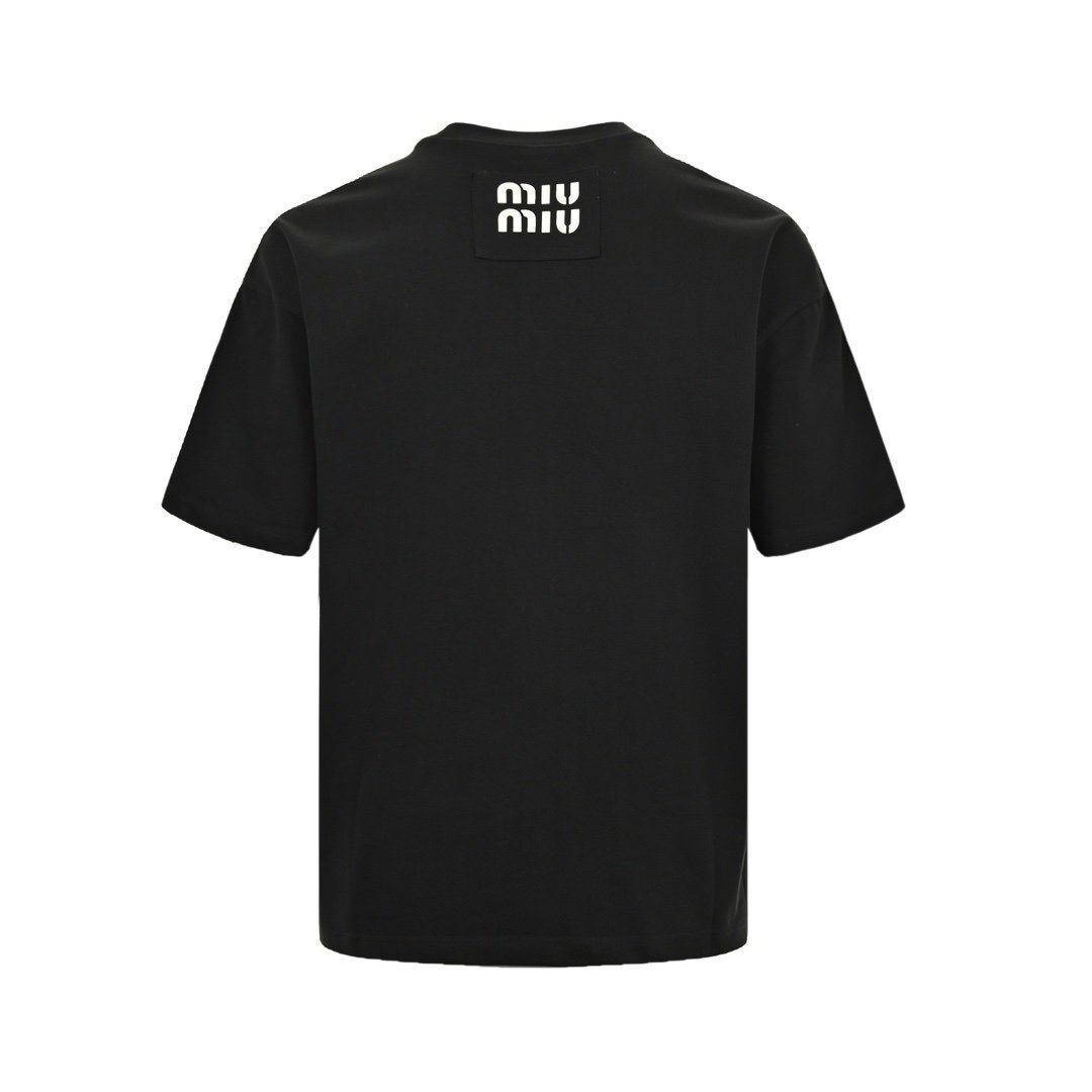 Miu Miu White Logo T-Shirt Black - Afbeelding 2
