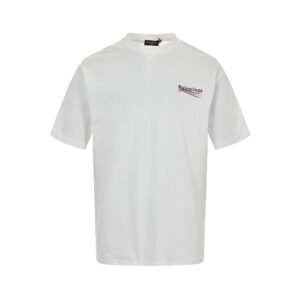 Balenciaga White Logo Print Jersey Oversized T-Shirt