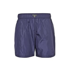 Prada Middle Logo Swim Shorts In Navy