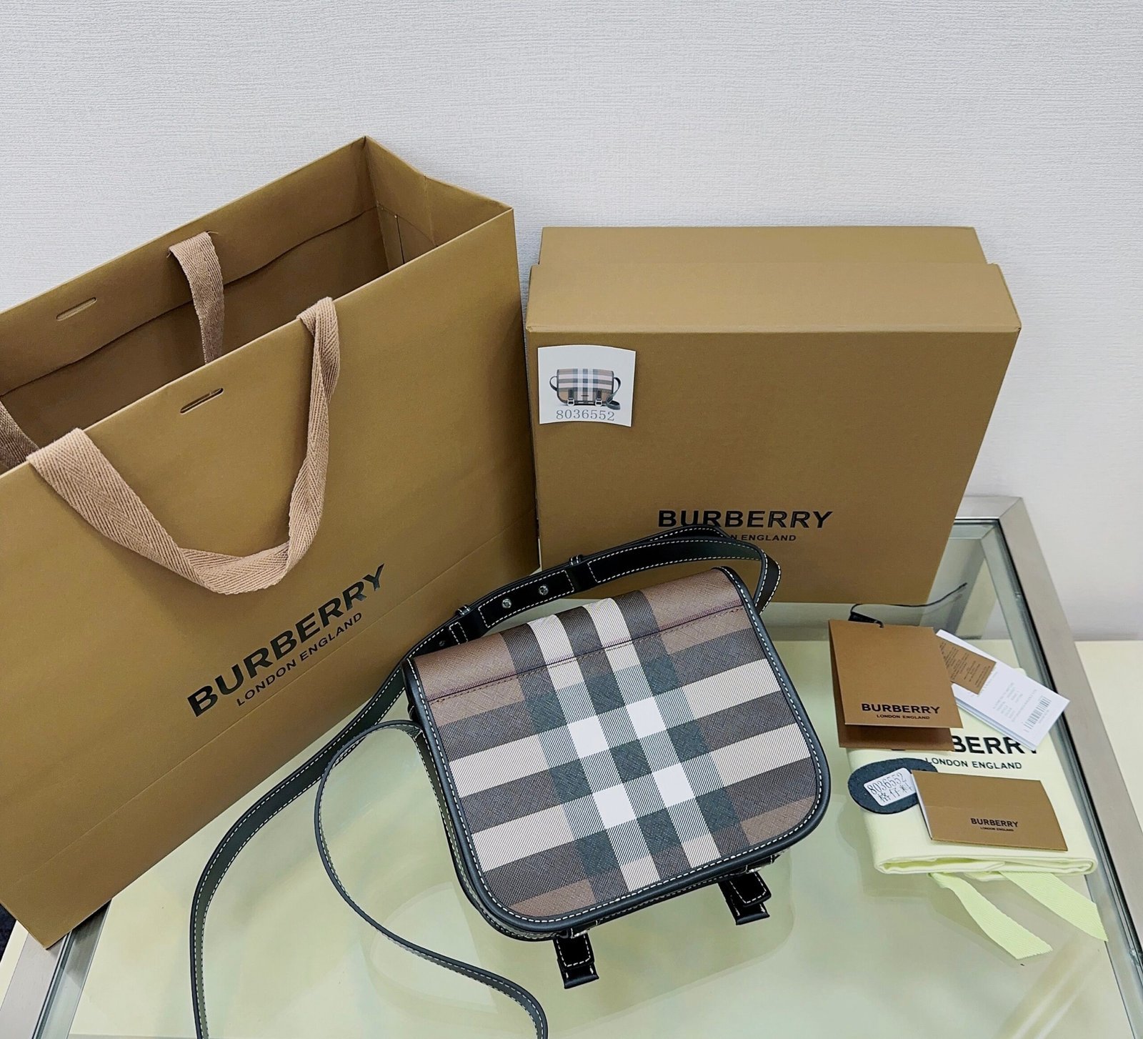 Burberry Check Print And Leather Messenger Bag - Afbeelding 3