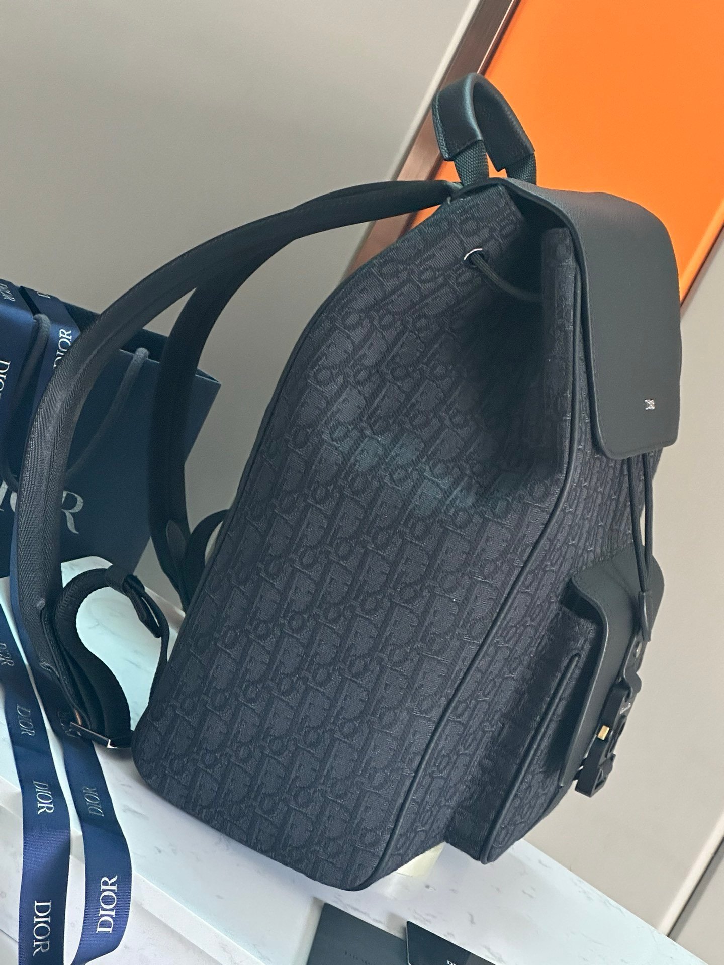 Christian Dior Oblique-Jacuard Saddle Backpack Black - Afbeelding 3