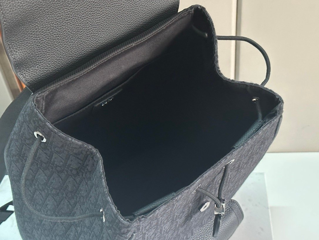 Christian Dior Oblique-Jacuard Saddle Backpack Black - Afbeelding 7