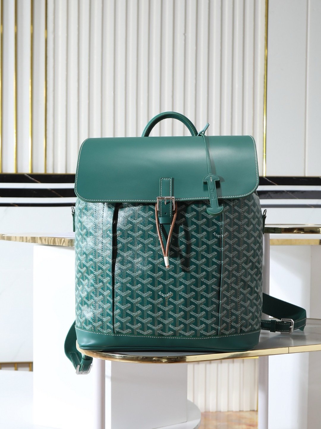 Goyard Alpin Backpack Green Travel Carry On Weekend Bookbag - Afbeelding 2