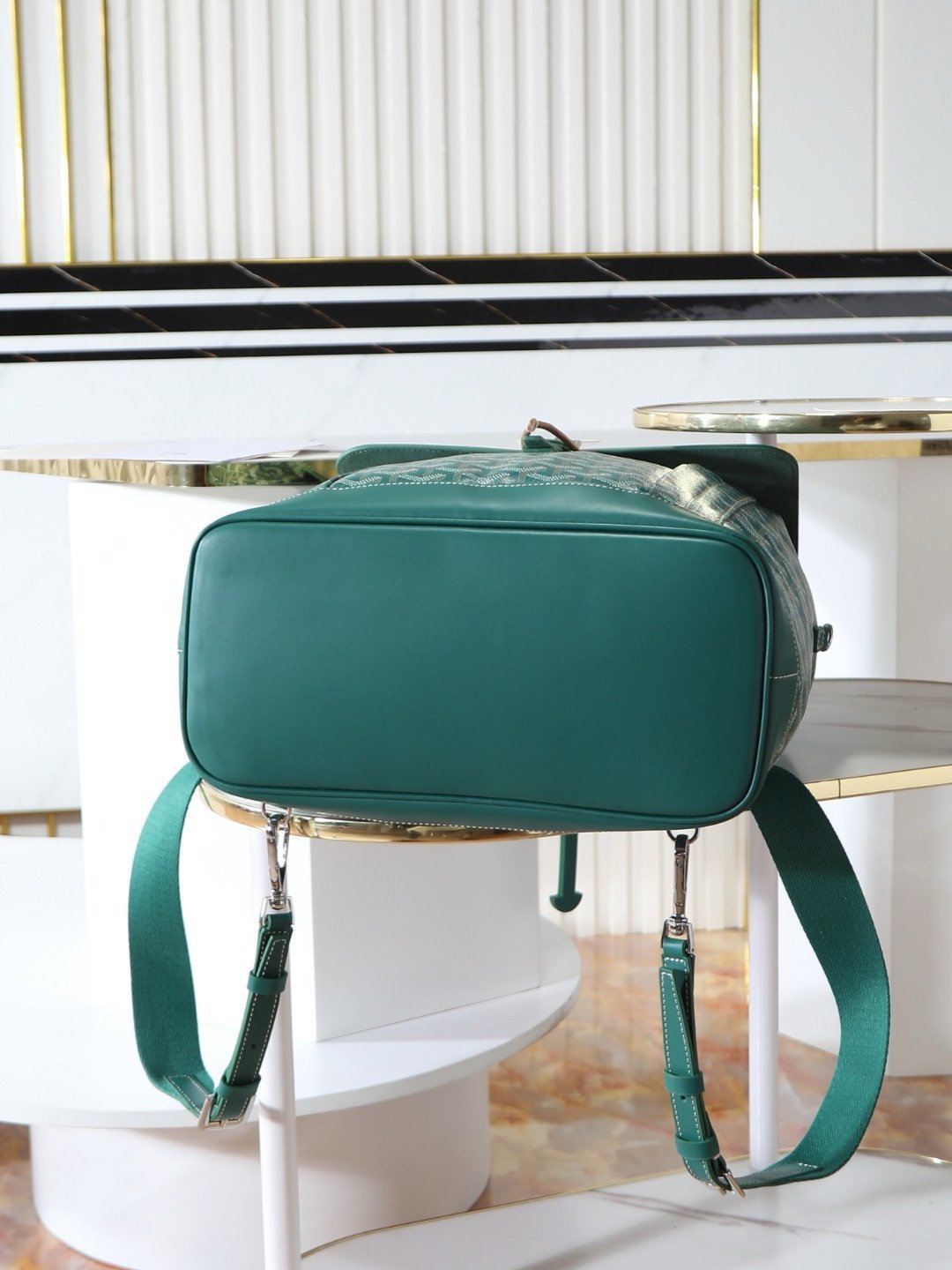 Goyard Alpin Backpack Green Travel Carry On Weekend Bookbag - Afbeelding 6