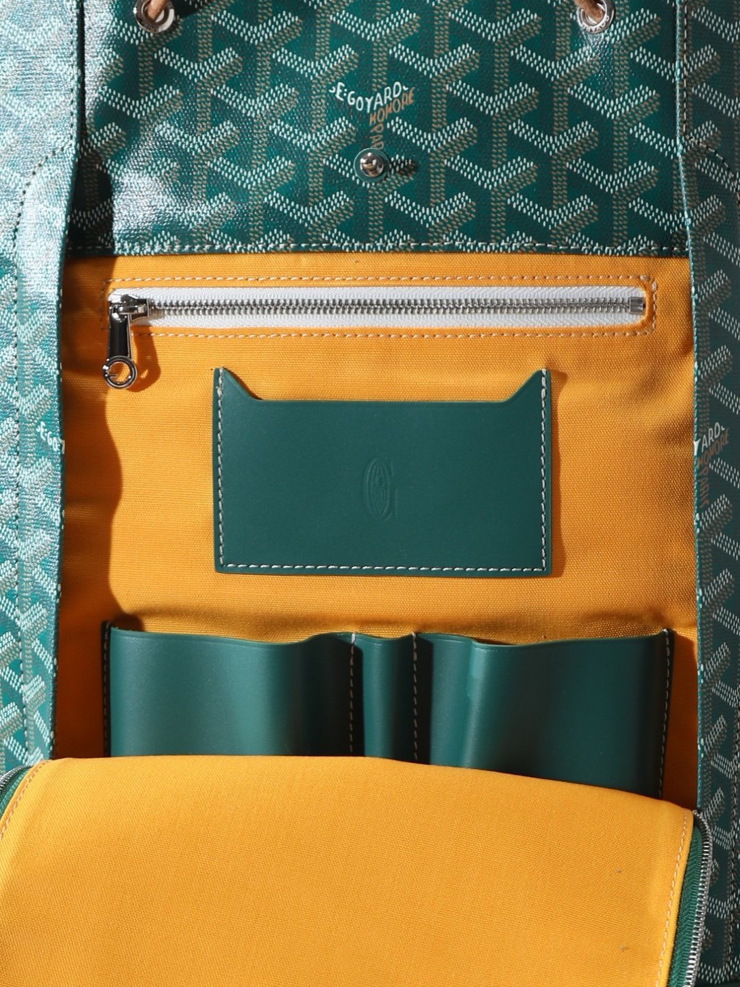 Goyard Alpin Backpack Green Travel Carry On Weekend Bookbag - Afbeelding 7