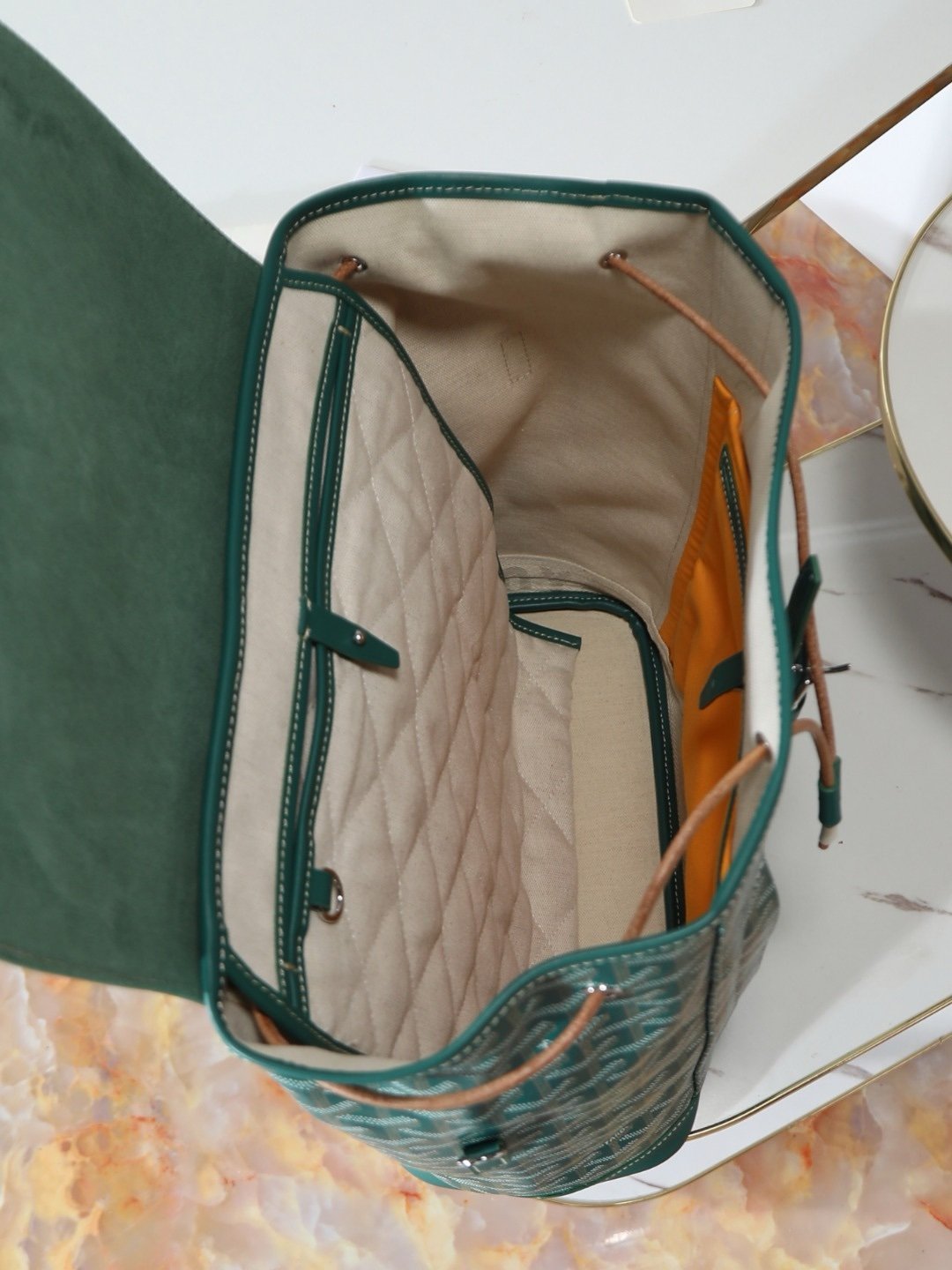 Goyard Alpin Backpack Green Travel Carry On Weekend Bookbag - Afbeelding 8