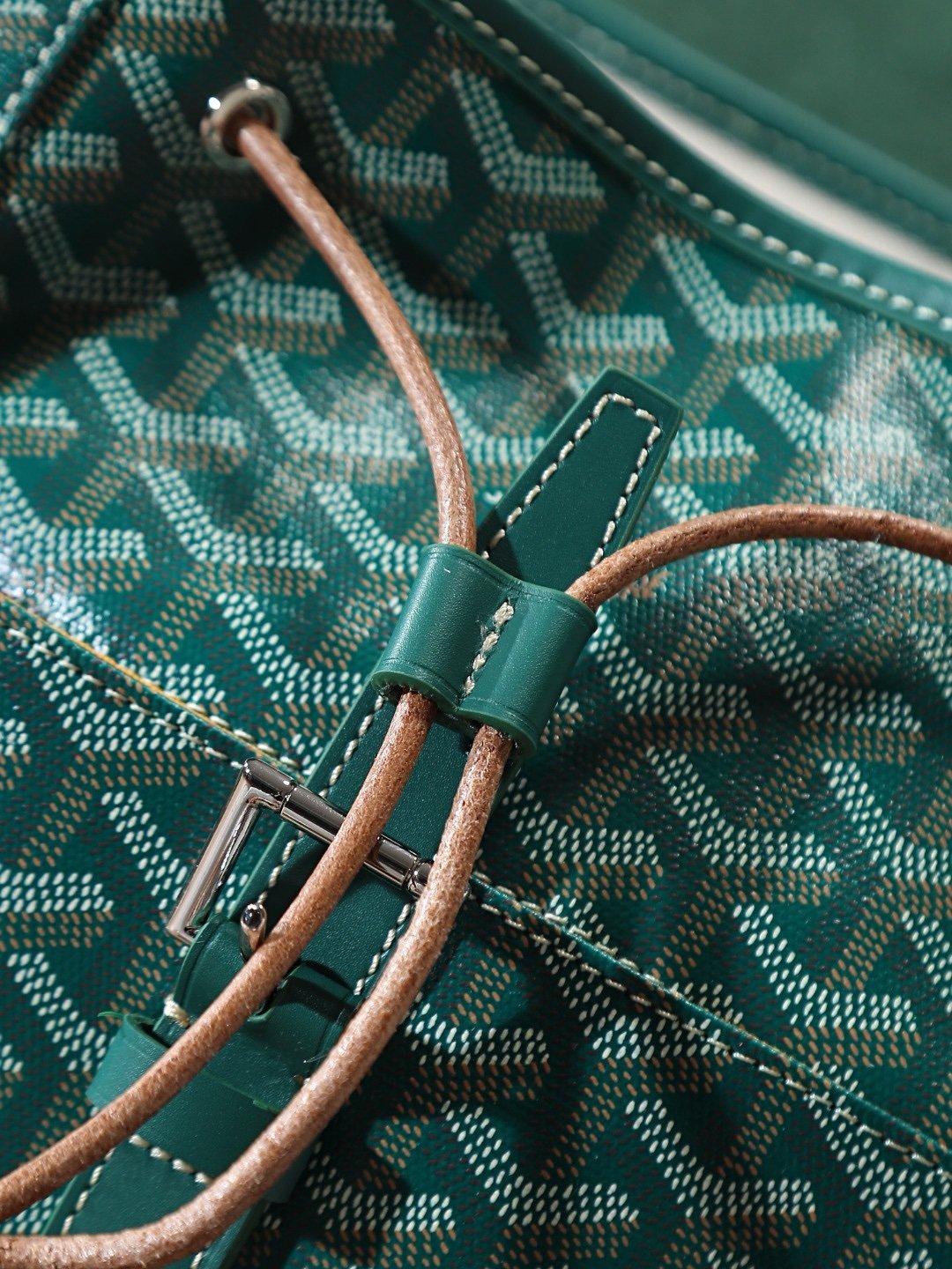 Goyard Alpin Backpack Green Travel Carry On Weekend Bookbag - Afbeelding 9