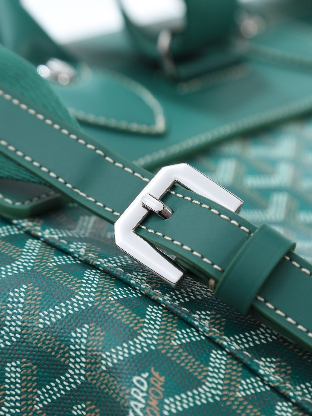 Goyard Alpin Backpack Green Travel Carry On Weekend Bookbag - Afbeelding 10