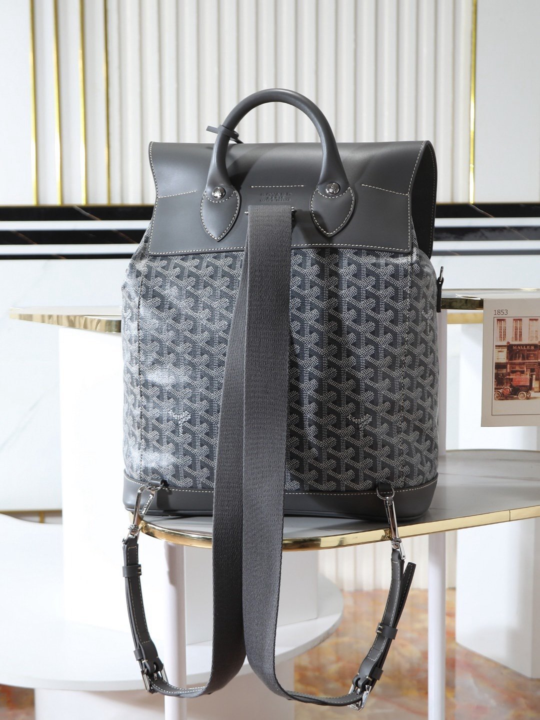 Goyard Alpin Backpack Grey Travel Carry On Weekend Bookbag - Afbeelding 4