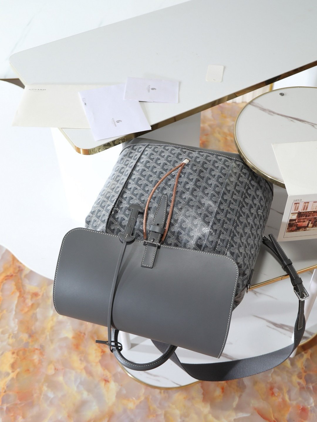 Goyard Alpin Backpack Grey Travel Carry On Weekend Bookbag - Afbeelding 7