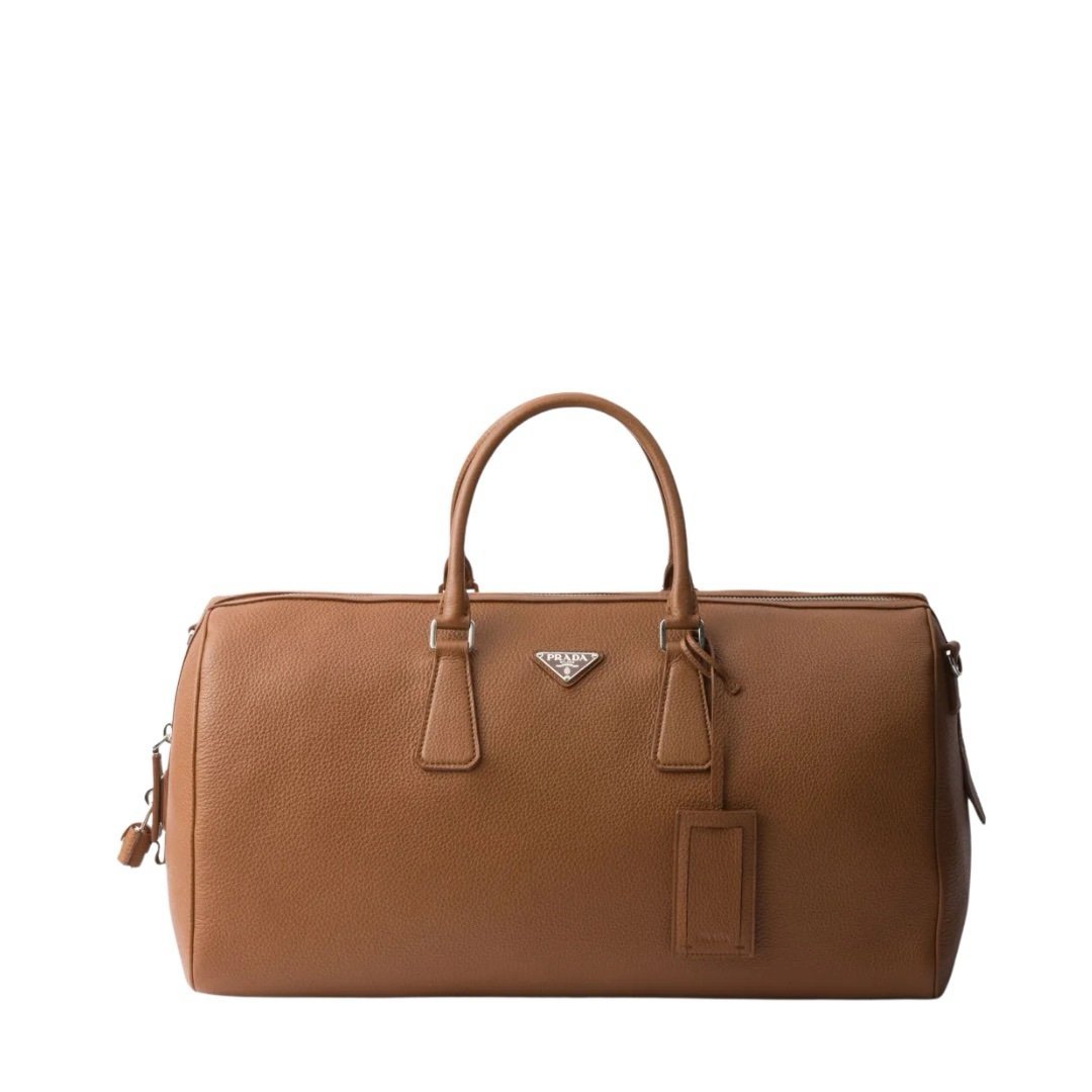 Prada Cognac Leather Duffel Bag