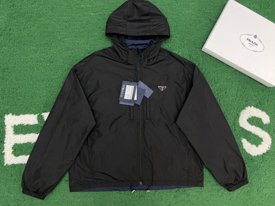 Prada Reversible Re-Nylon Windbreaker Black/Blue - Afbeelding 4