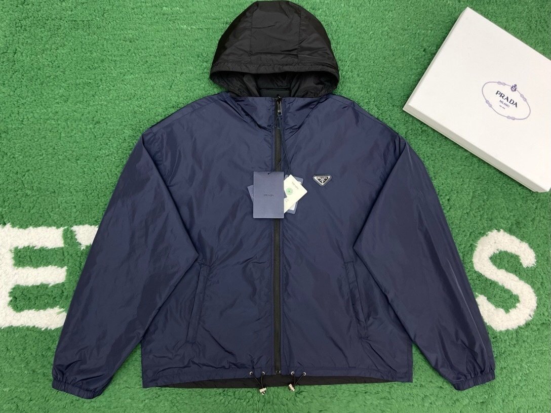 Prada Reversible Re-Nylon Windbreaker Black/Blue - Afbeelding 2
