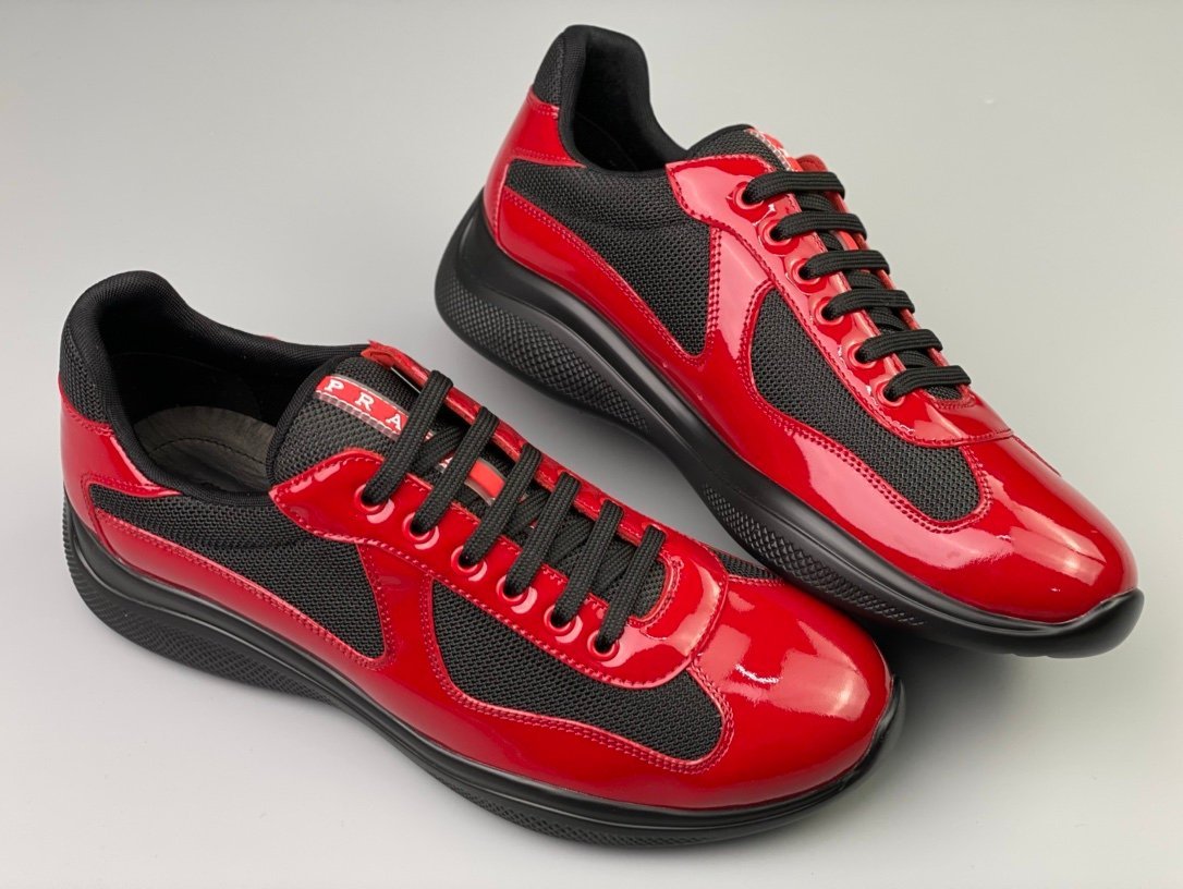 Prada Americas Cup Black & Red Trainers Patent - Afbeelding 4