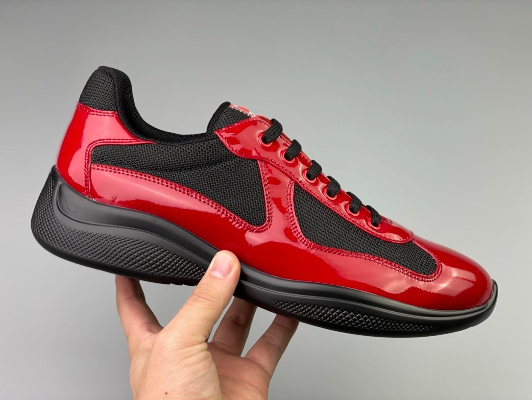 Prada Americas Cup Black & Red Trainers Patent - Afbeelding 5