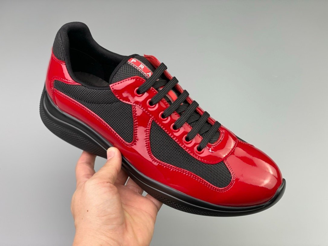 Prada Americas Cup Black & Red Trainers Patent - Afbeelding 6