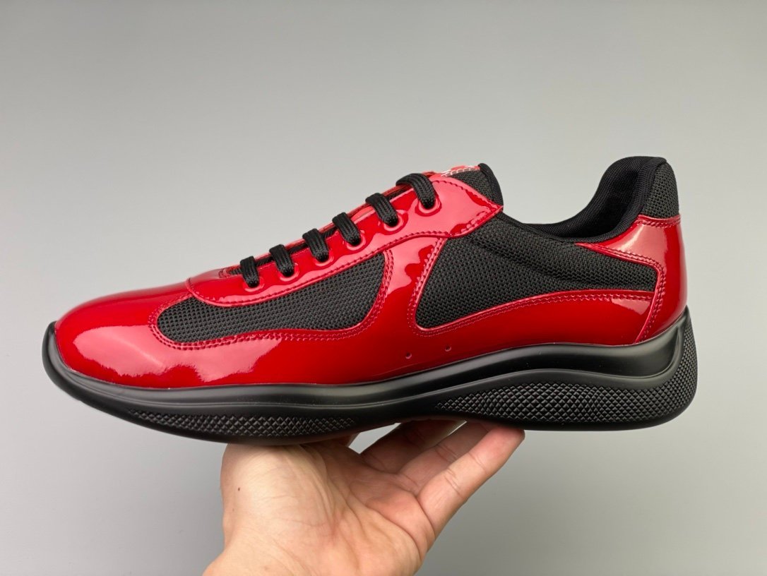 Prada Americas Cup Black & Red Trainers Patent - Afbeelding 7