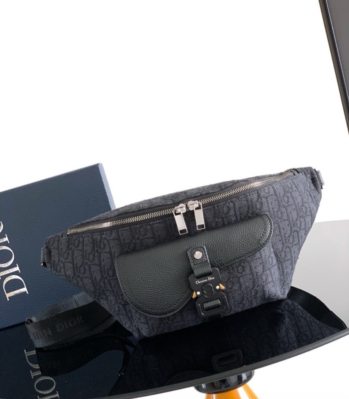 Dior Saddle Belt Bag Black Dior Oblique Jacquard - Afbeelding 2