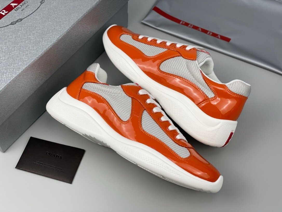 Prada Americas Cup Orange Grey Trainers - Afbeelding 4