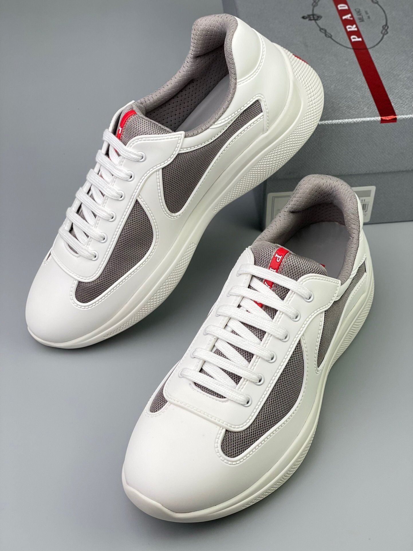 Prada Americas Cup Icon Soft White Grey Trainers - Afbeelding 6