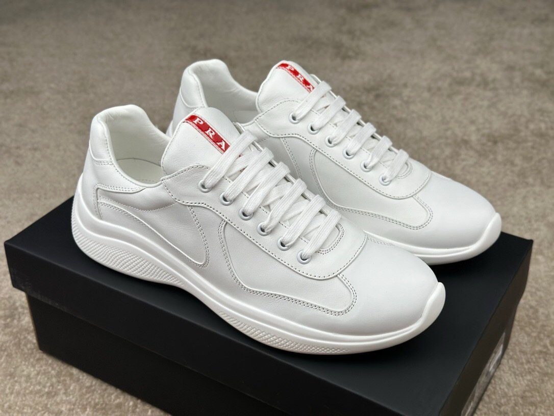 Prada Americas Cup Full Leather White Trainers - Afbeelding 2