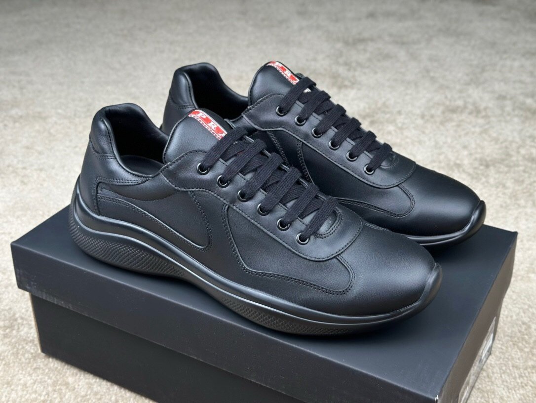 Prada Americas Cup Full Leather Black Trainers - Afbeelding 2