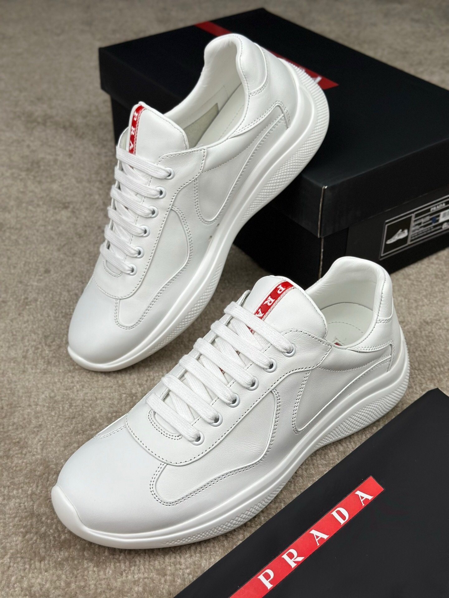 Prada Americas Cup Full Leather White Trainers - Afbeelding 3
