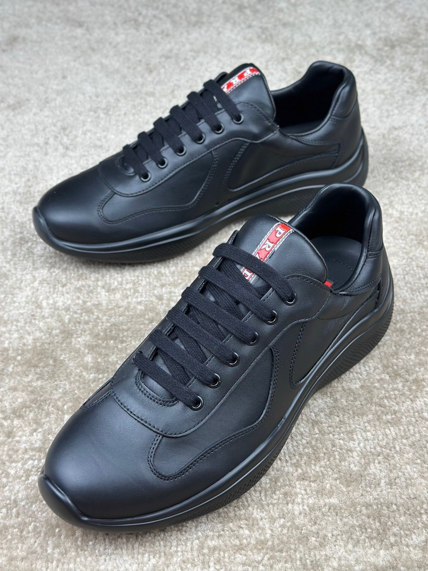 Prada Americas Cup Full Leather Black Trainers - Afbeelding 5