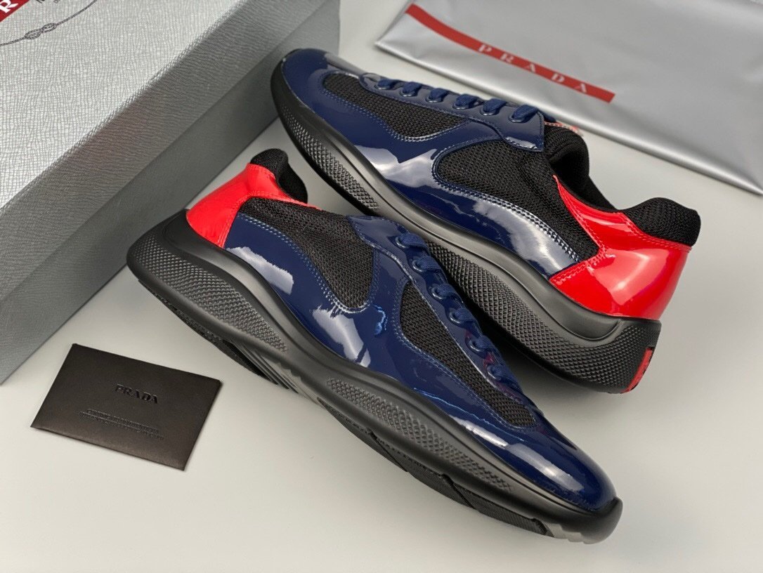Prada Americas Cup Navy Black Red Patent Trainers - Afbeelding 4