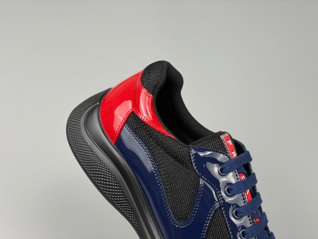 Prada Americas Cup Navy Black Red Patent Trainers - Afbeelding 5