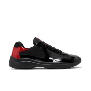 Prada Americas Cup Black Red Patent Trainers