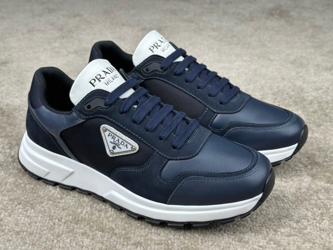 Prada Leather & Re-Nylon Navy White - Afbeelding 2