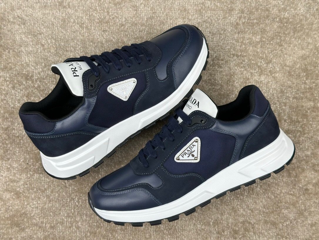 Prada Leather & Re-Nylon Navy White - Afbeelding 4